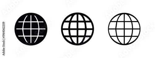 Globe World Map Icon Set - Internet, Global, and International Symbol