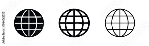 International Globe Icon Set - Global Network and Earth Symbol