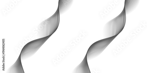 Abstract black and white background with a white ribbon wave and smooth gray 3d silk curves in a futuristic vector pattern design for a business wallpaper illustration