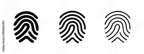 Fingerprint icons collection in various styles. Biometric identification and security symbol set.