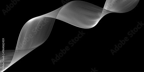 Abstract black and white background illustration featuring a flowing 3d smoke wave and liquid curve pattern with an xray bone texture for a modern art wallpaper design