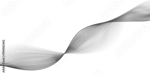 Abstract black and white wave background featuring a flowing vector design with elegant curve lines and a digital technology pattern for a modern business wallpaper illustration