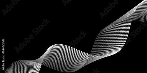 A black and white golf club chair features a curved wave design and flowing line pattern in this digital vector illustration backdrop