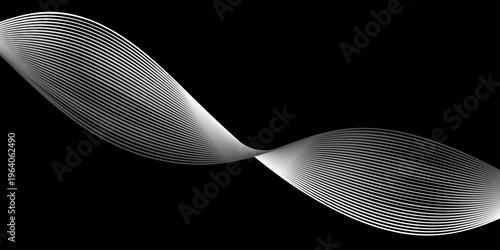 A 3d rendered illustration of a black and white paper clip and plastic bottle featuring a blue wave pattern with digital lines and curved motion for a professional business wallpaper design