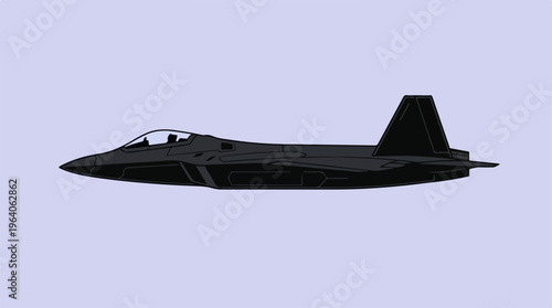 Stealth Fighter Jet Silhouette Against a Light Blue Background.