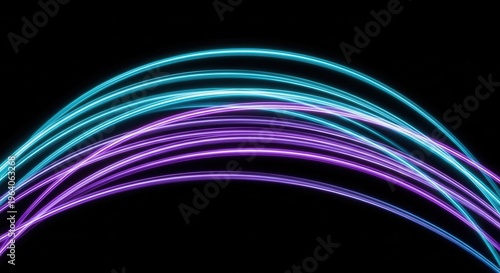 Glowing cyan and violet trails creating layered arcs with soft gradients and cinematic depth on dark background on blacksolid background