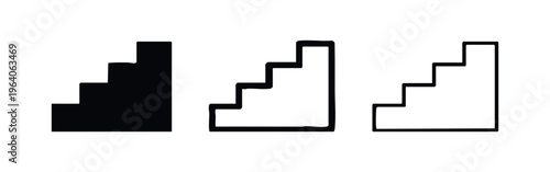 Stairs icon set. Upward steps and staircase symbols. Building and architecture design vector illustration.