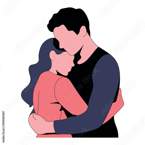 A loving couple embracing each other warmly in a tender moment