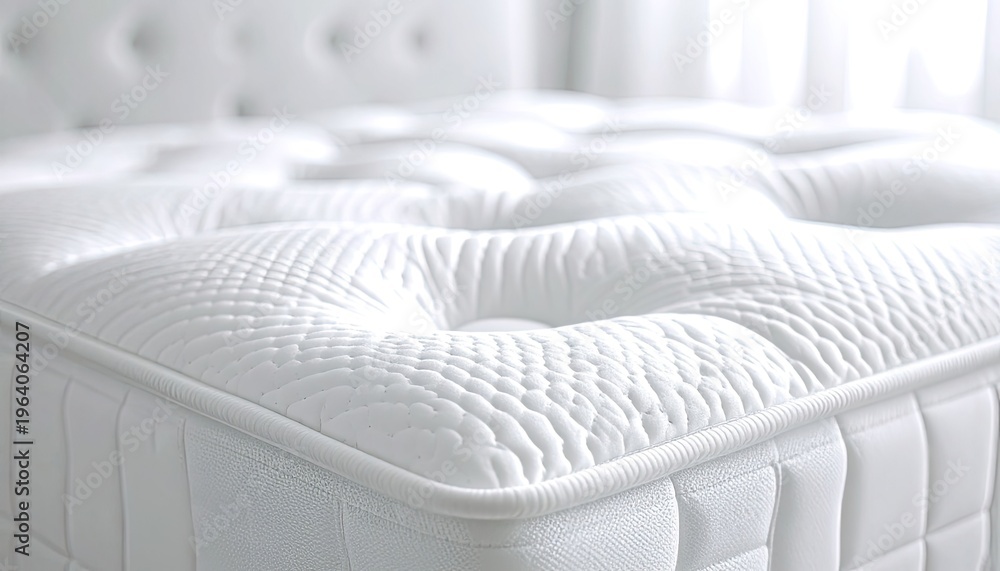 Fototapeta premium A close-up shot of a luxurious white mattress with plush quilting.