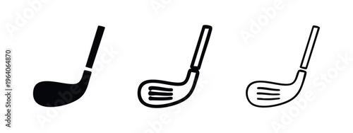 Simple Black Golf Club (Iron) Icons Set.