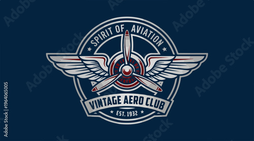 Vintage Aero Club Emblem - Spirit of Aviation Logo Design.