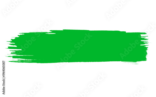 Fotografie Vibrant green paint stroke on white background, textured acrylic brush stroke, h