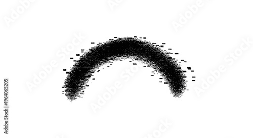 Abstract Black Halftone Arc Shape with Glitch Effect on White Background