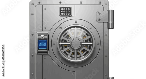 Bank vault security safe deposit protection financial security system and data safety vector illustration