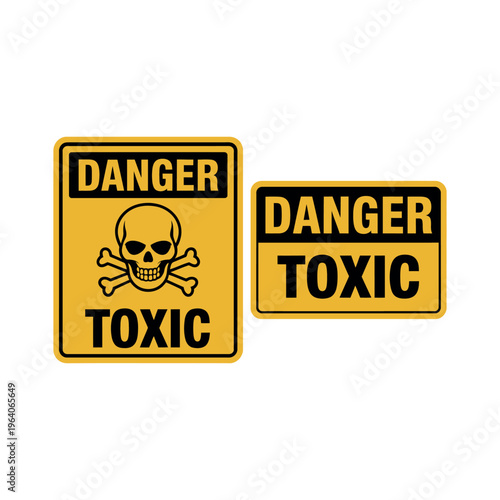 Two yellow danger signs with toxic warnings on a white background