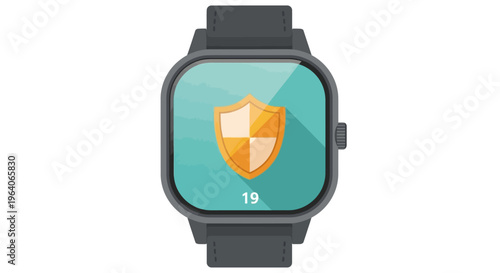 Smartwatch security app digital protection wearable technology and mobile safety vector illustration