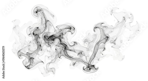 Abstract Smoke Swirls and Wisps on White Background