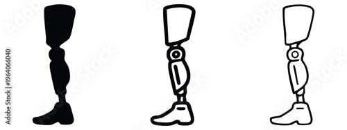 Artificial Leg Device Icon - Bionic Prosthesis Vector Set for Disability Support and Mobility