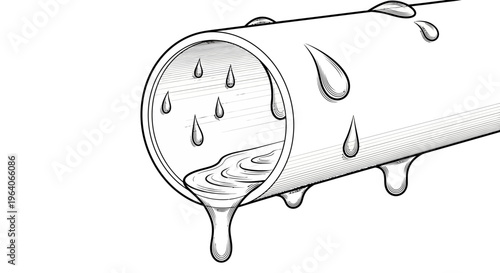 Industrial pipeline leakage water drop oil spill maintenance system and fluid transport safety vector illustration