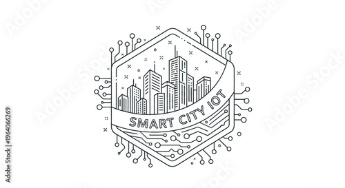 Smart city internet of things urban network connectivity and digital infrastructure vector illustration