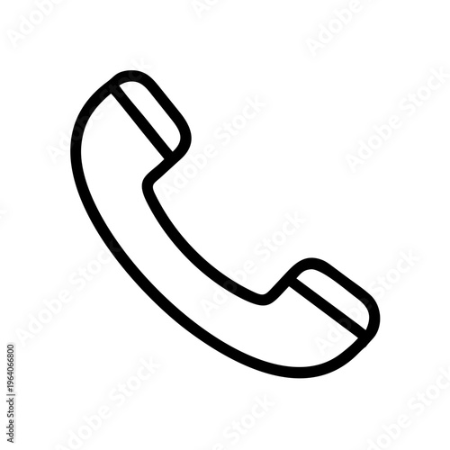 A simple black line art illustration of a telephone handset on a white background