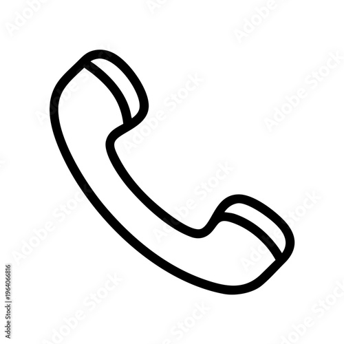 A simple black line art illustration of a telephone handset on a white background