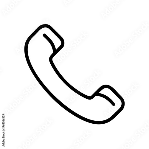 A simple black line art illustration of a telephone handset on a white background