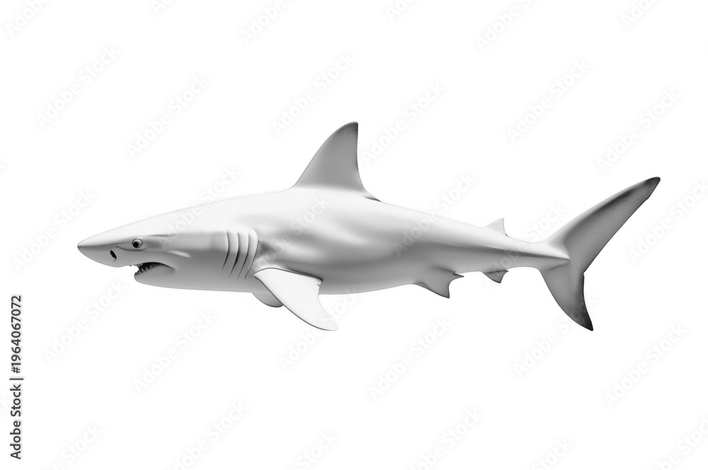 Fototapeta premium White shark predator swimming underwater 3d rendering