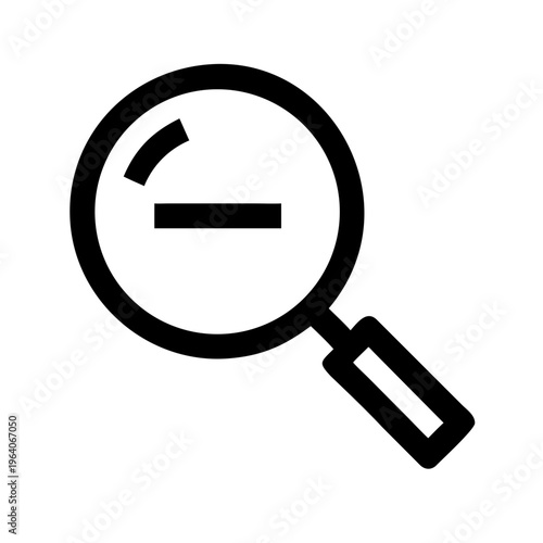 A minimalist vector graphic of a magnifying glass with a minus sign