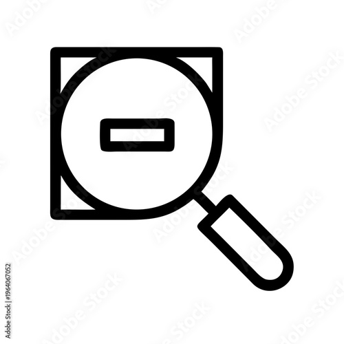 A minimalist vector graphic of a magnifying glass with a minus sign