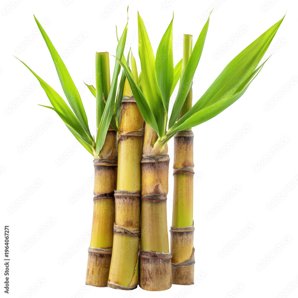 Fototapeta premium Sugar Cane with Leaves [Transparent Background PNG]