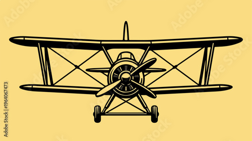 Vintage Biplane Illustration - A Classic Aircraft in Flight.