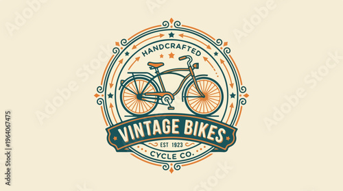 Vintage Bicycle Logo - Handcrafted Cycle Company Emblem Design.