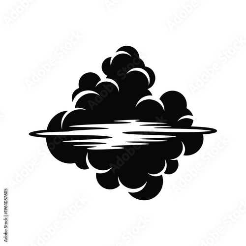 Black Cloud with Horizon Line Vector Illustration.