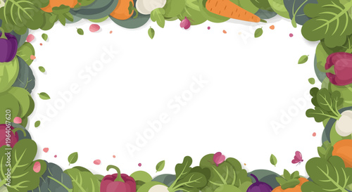 Fresh Vegetable Border Frame with Copy Space - Healthy Eating and Organic Food Concept
