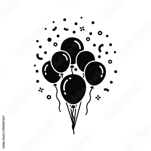 Celebration Balloons with Confetti Icon.