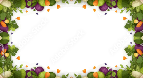 Fresh Vegetable Border Frame with Copy Space for Healthy Food and Diet Content