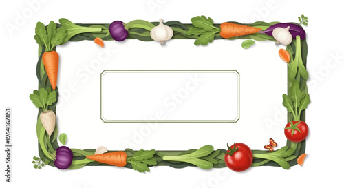 Fresh Vegetable Border Frame with Copy Space for Text - Healthy Food Concept
