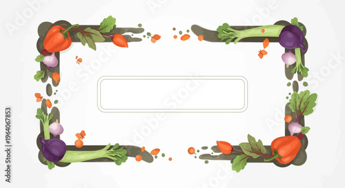 Fresh Vegetable Border Frame with Copy Space for Text - Healthy Food Concept