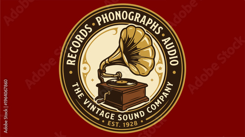 Vintage Sound Company Logo - Records, Phonographs, and Audio Equipment.