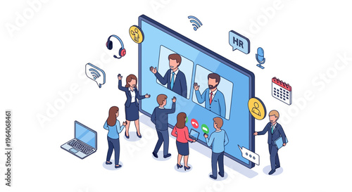 A team use big screen for web call work in office and at home now