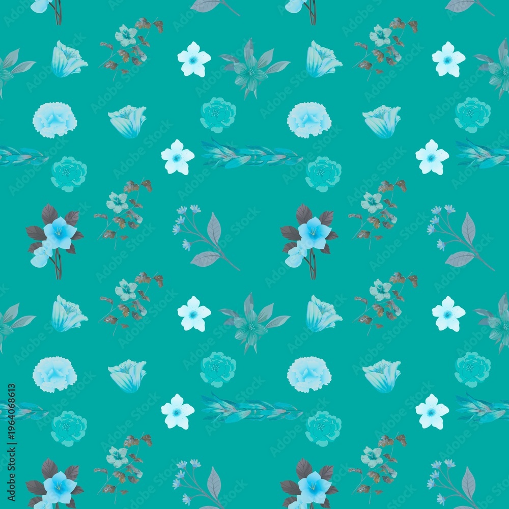 Fototapeta premium Untitled design - 1Dark Botanical Leaves and Berries Seamless Pattern