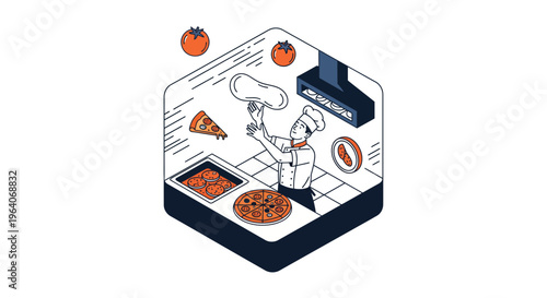 Pro chef cook fast pizza dough in shop for good food fast work on site