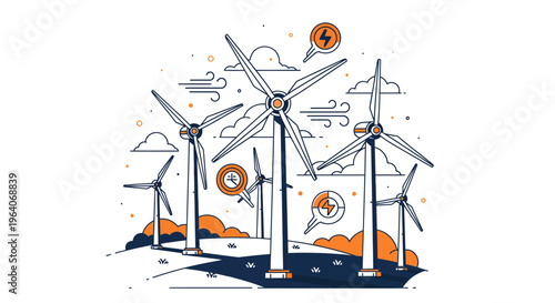 Renewable wind farm energy power turbine green environment sustainable technology nature electricity future planet eco ecology global