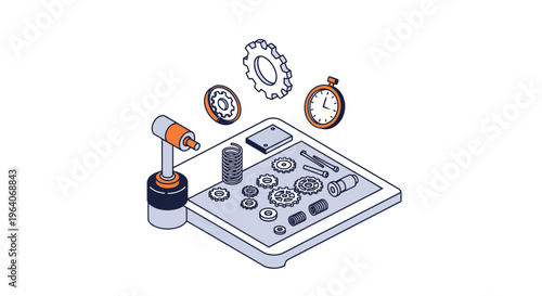 Gear tool part work time metal engine steel bolt nut coil wheel tech art set plan