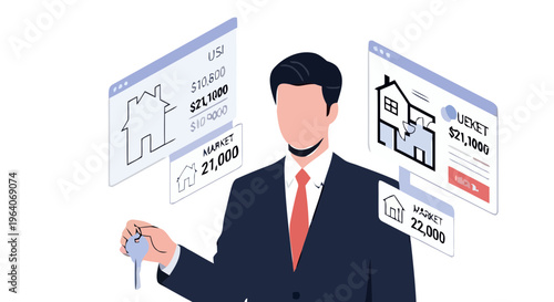 Real agent has key for home sale near web list with price and market info