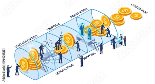 Lead gen qual prop neg win sales pipe flow cash gold team job task map