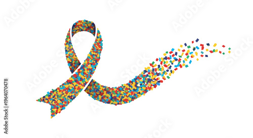 Autism Awareness Ribbon with Colorful Design