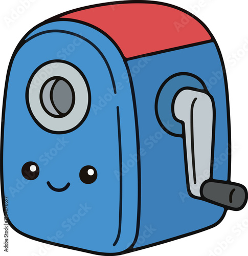 Cute pencil sharpener icon school supplies flat vector illustration