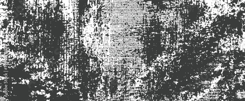 Black and white distressed fabric texture with grunge peeling paint effect